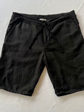 James Perse Women's Linen&Cotton Pull-on Shorts Drawstring Black Size 3/L